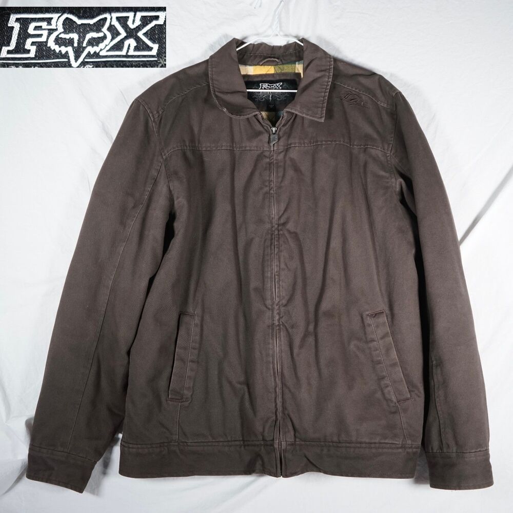 Fox Full Zip Jacket Brown Flannel Lined XL